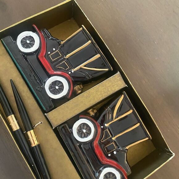 Vintage Antique Car Desk Set/ Bookends Pen Set - Picture 6 of 6